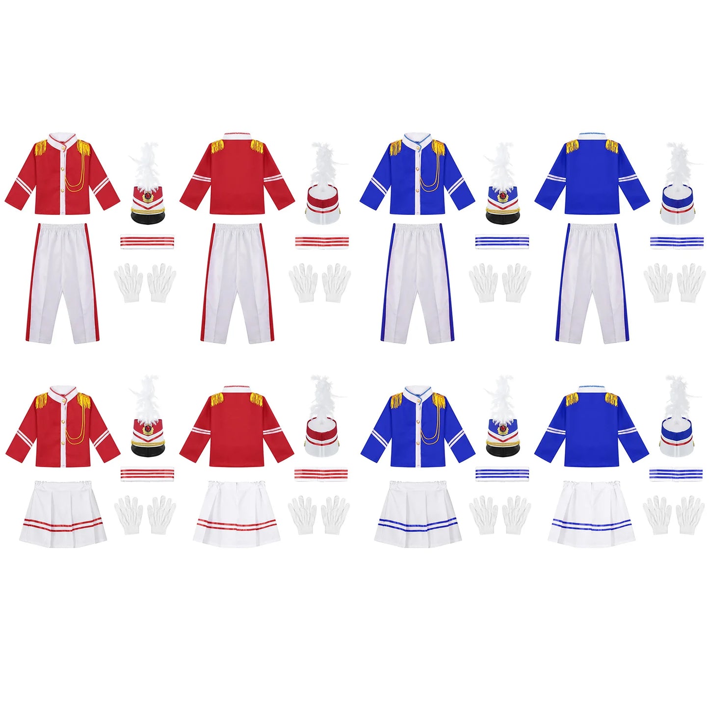Boys/Girls Nutcracker Drum and Trumpet Team Costume (Age 4-12YRS)