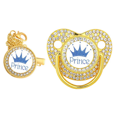 Luxury ‘Princess’ Rhinestone Crown Pacifier Dummy Clip Gold
