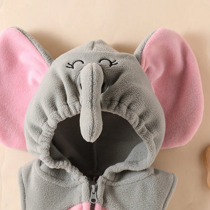 Baby Hooded Elephant/Monkey Sleeveless Zipper Romper (Age 9M-3 YRS)