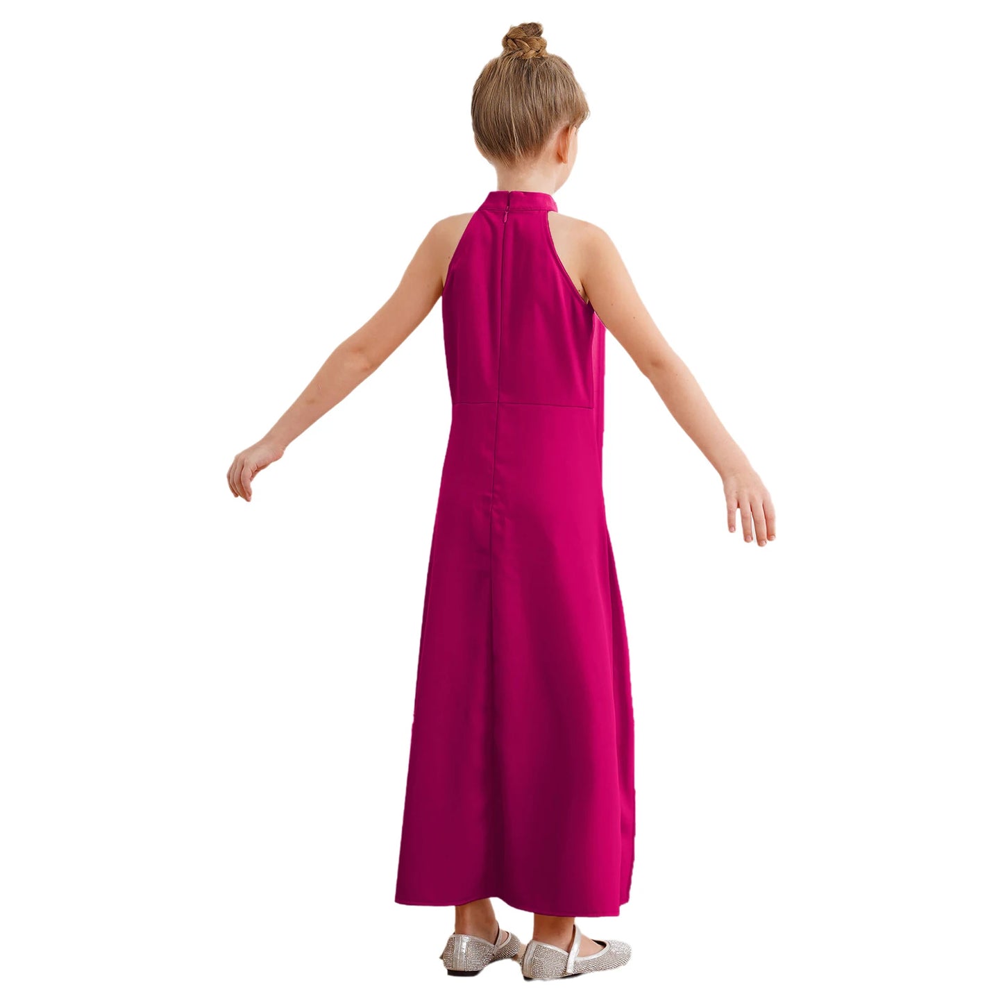 Girls Elegant Sleeveless High-Low Skirted Jumpsuit (Age 6-16YRS)