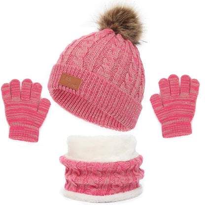 Baby/Toddler Hat Scarf & Gloves Set (Age 12M-5YRS) New Pink 1-5Y