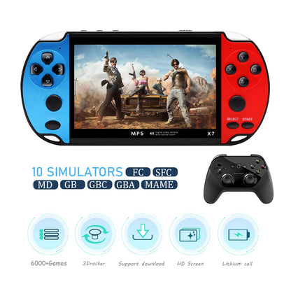 Gaminja X7 Handheld Game Console – 4.3" IPS Screen | Built-In 10,000 Retro Games | GBA, GBC, NES Compatible