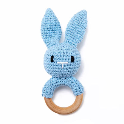 Baby Crochet Bunny Rattles Blue Bunny