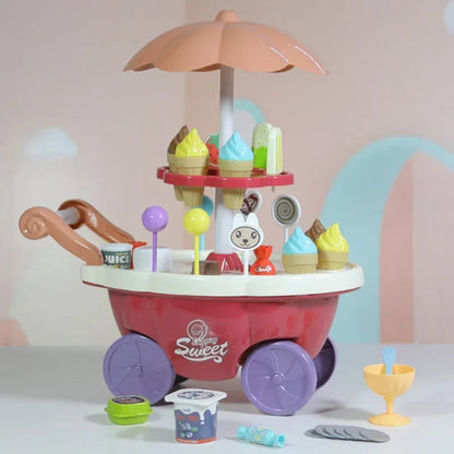 Children's Mini Candy Ice Cream Cart with Lighting Music Toy