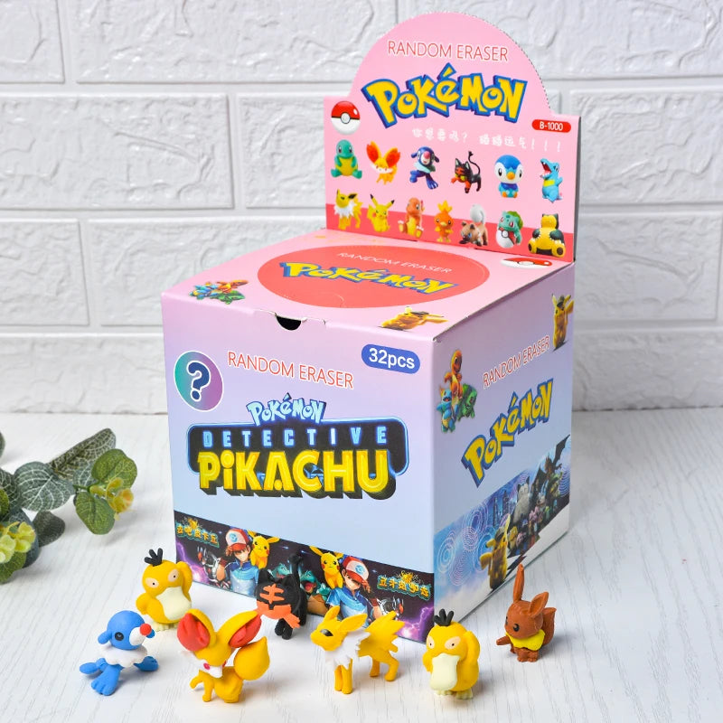 Blind Box Figures - Labubu & Pokémon Erasers- 32 Pack