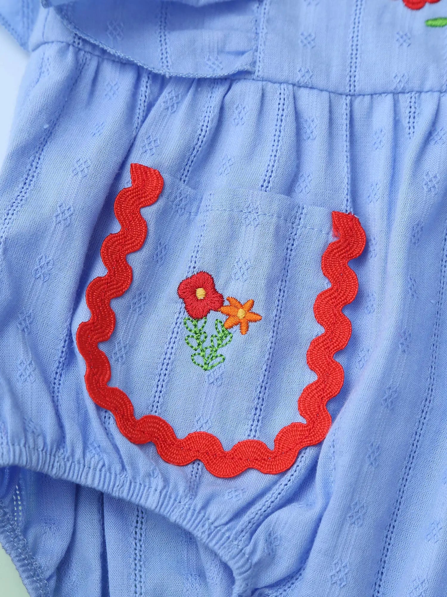 Baby Girls Mexican Embroidered Ruffled Sleeves Romper (Age Newborn-24M)