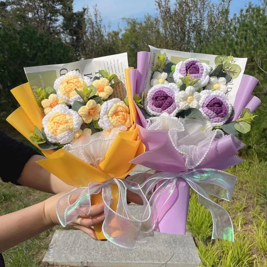 Plush Knitted Crochet Flower Gift Bouquet