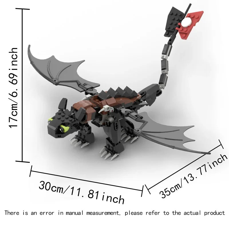 Toothless‑Style Dragon MOC Building Set | LEGO‑Compatible Construction Bricks for Kids & Collectors
