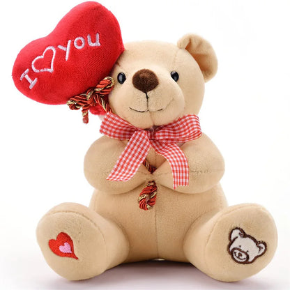 18cm Teddy Bear Holding Heart Plush Toys Stuffed Animals Kids Toys Soothing Toys Valentine's Day Christmas Birthday Gifts