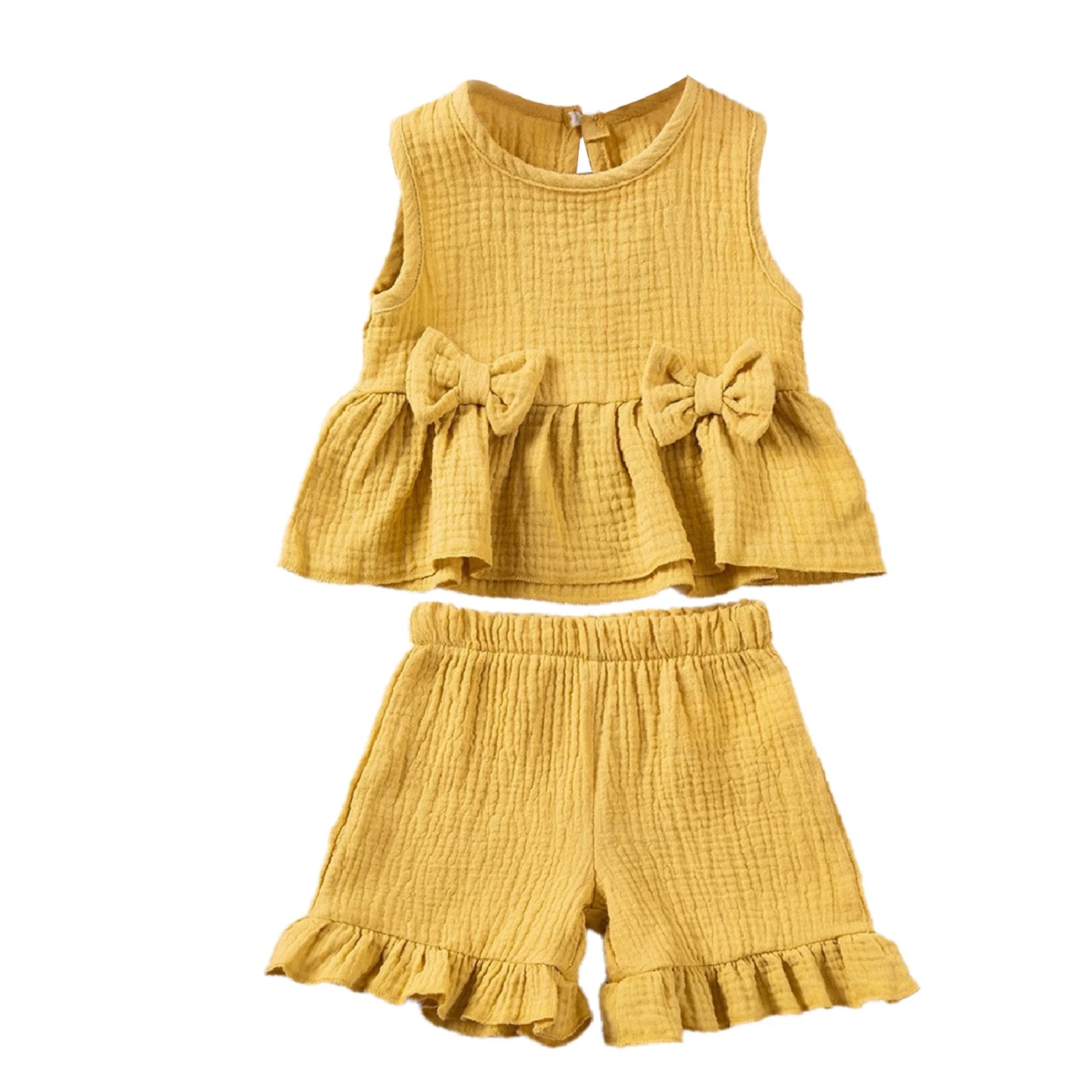 Baby/Toddler Sleeveless Bowknot Ruffled Vest Camisole & Shorts (Age 6M-5YRS)