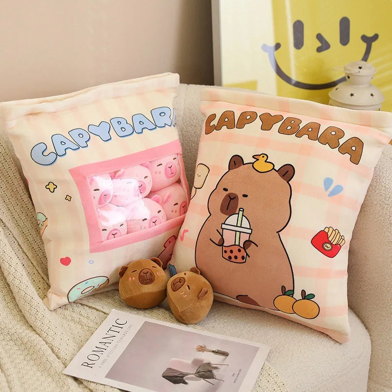 Plush Bag Of Capybara Snack Pudding Stuffed Toy - 35cmx45cm