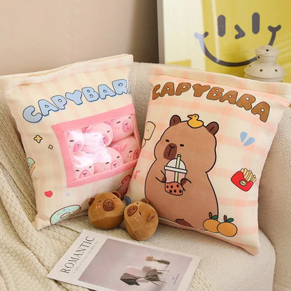 Plush Bag Of Capybara Snack Pudding Stuffed Toy - 35cmx45cm