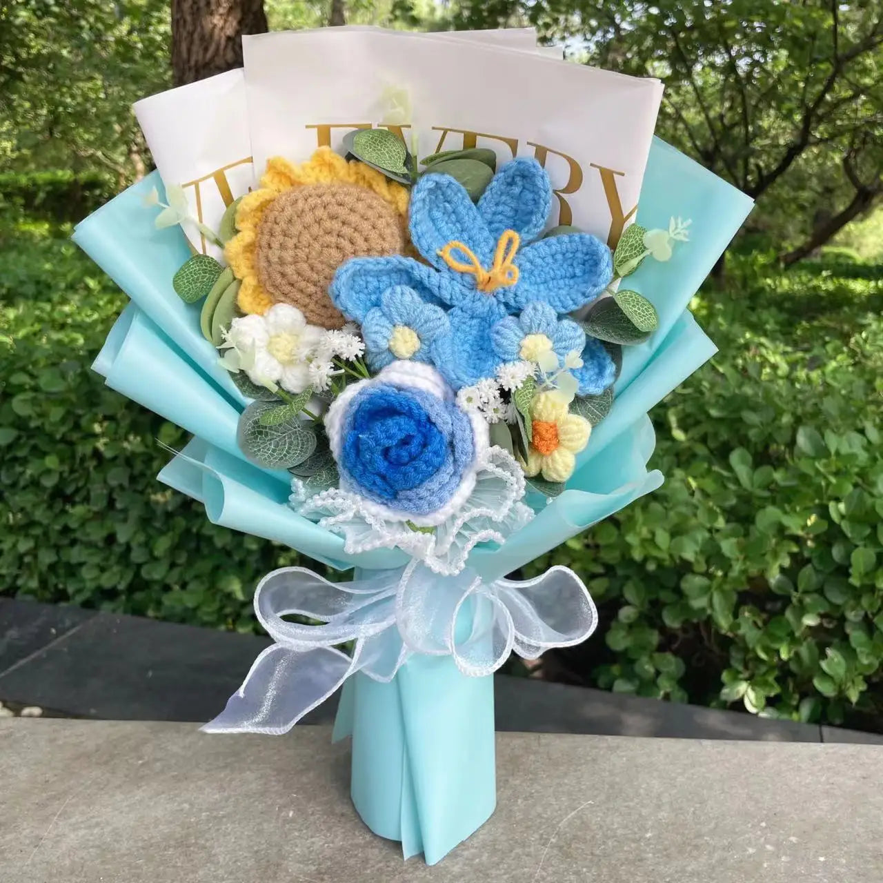 Plush Rose Sunflowers Tulip Flower Crochet Knitted Gift Bouquets - Valentines Gift 2