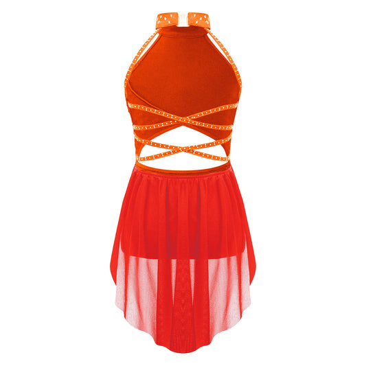 Girls Dance Rhinestone Dress Costume (Age 6-16YRS)