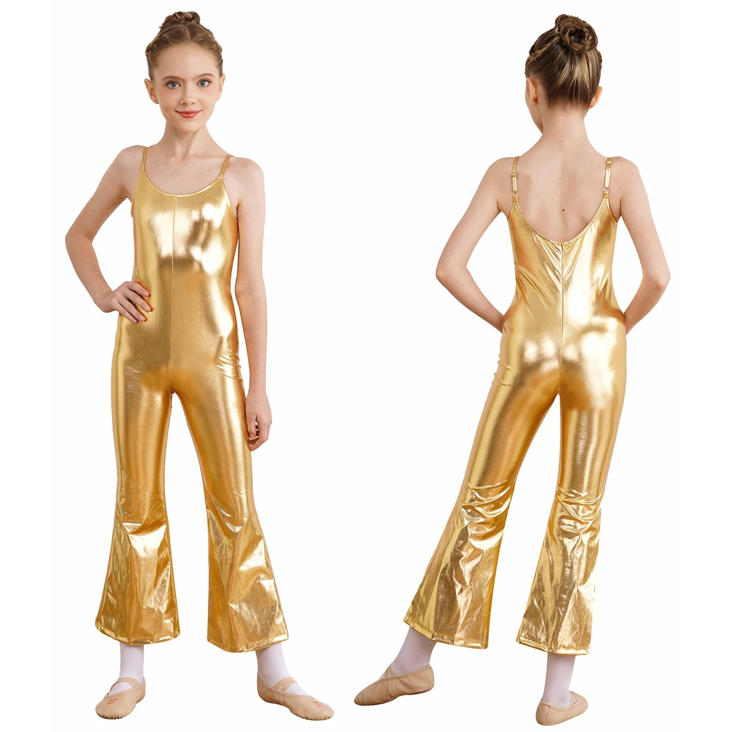 Girls Metallic Gymnastic Jumpsuit (Age 4-16YRS)