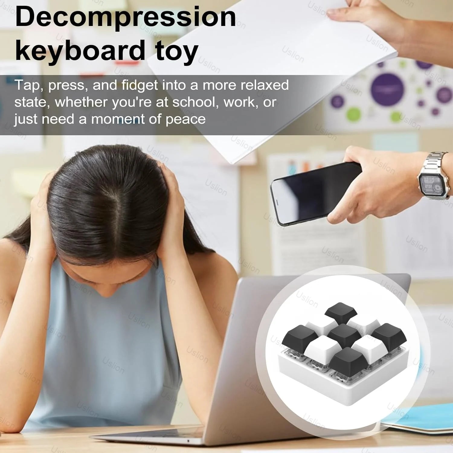 Keyboard Fidget Keychain Switch Tester Stress Toy