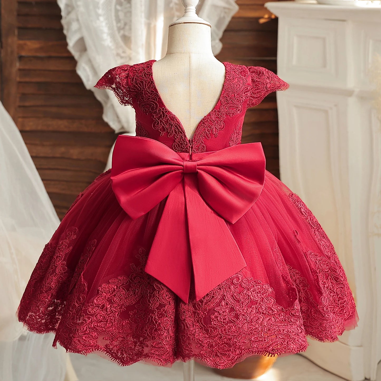 Baby/Toddler Embroidered Tulle Dress (Age 24M-5YRS)