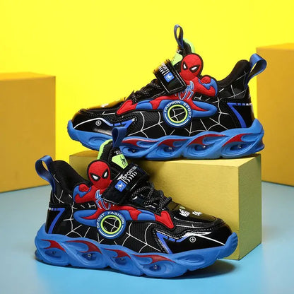 Spiderman Boys LED Light-Up Sneakers – Cartoon Sports Shoes Blue