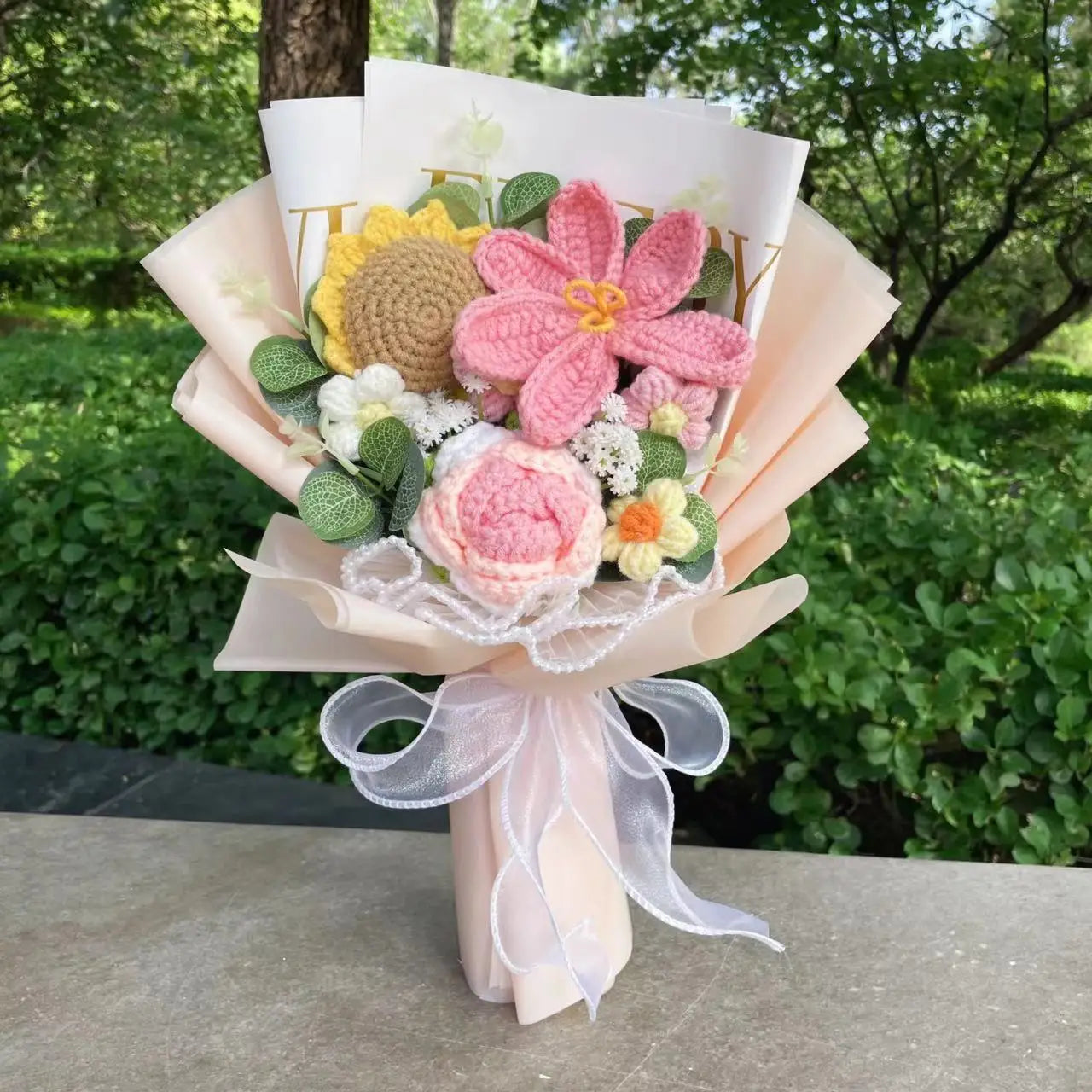 Plush Crochet Gift Flower Bouquet Tulip