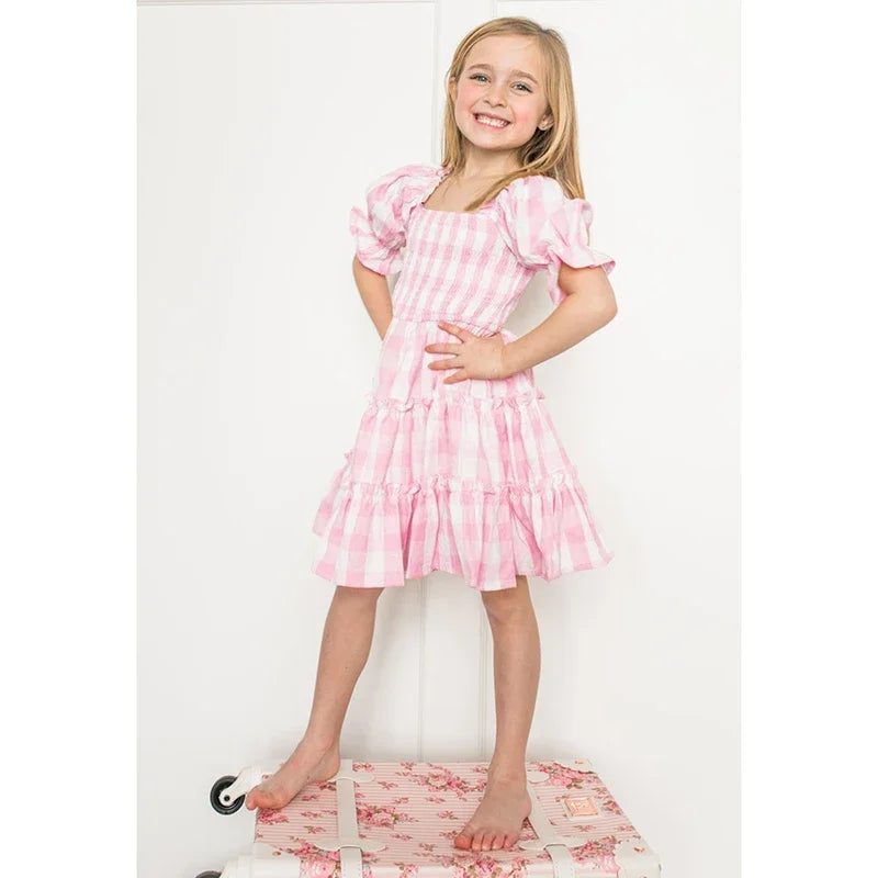 Mother & Daughter Pink Checked Matching Dress (Mommy & Me)