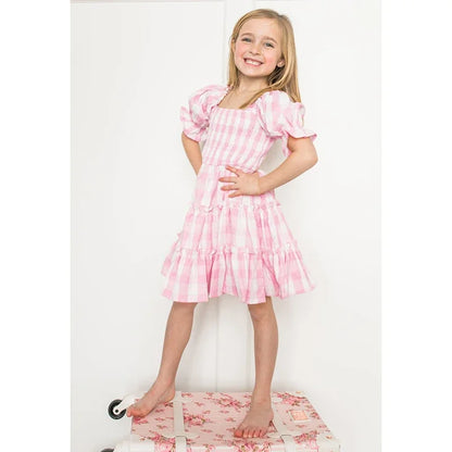 Mother & Daughter Pink Checked Matching Dress (Mommy & Me)
