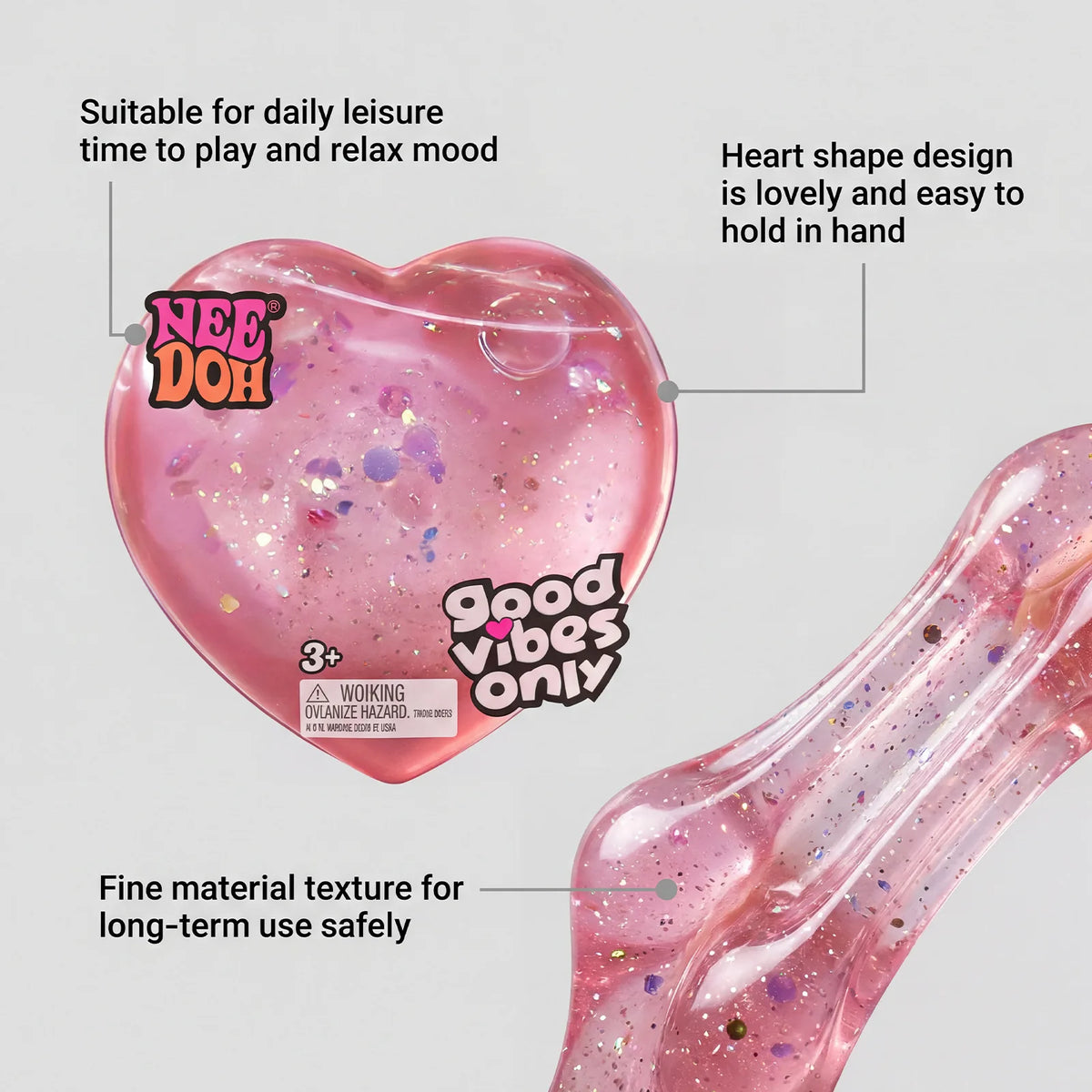 NeeDoh Good Vibes Only Heart – Super Solid Squish Sensory Stress Relief Toy