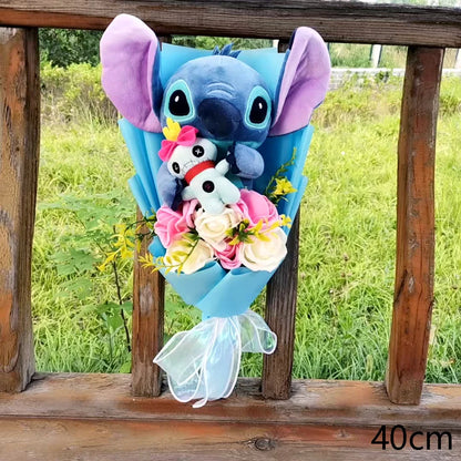 Lilo & Stitch Plush Flower Model Bouquet | Soft Plush Rose Bouquet - Valentines Gift Multi 3