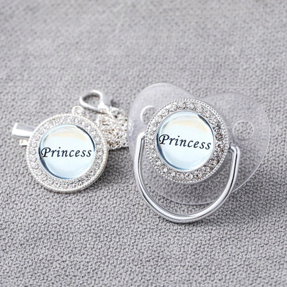 Baby Rhinestone Silver Luxury Pacifier Dummy Clips A1