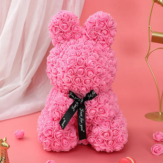 Rose Flower Bouquet Rabbit Bunny Gift - 25cm Rose