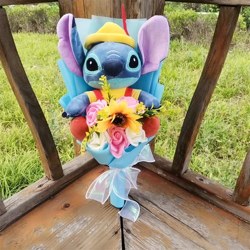 Lilo & Stitch Plush Flower Model Bouquet | Soft Plush Rose Bouquet - Valentines Gift