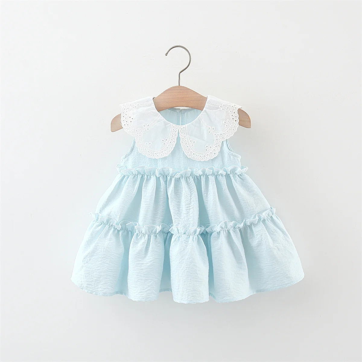 Baby/Toddler Girls Sleeveless Ruffle Collar Dress (Age 9M-4YRS) Blue