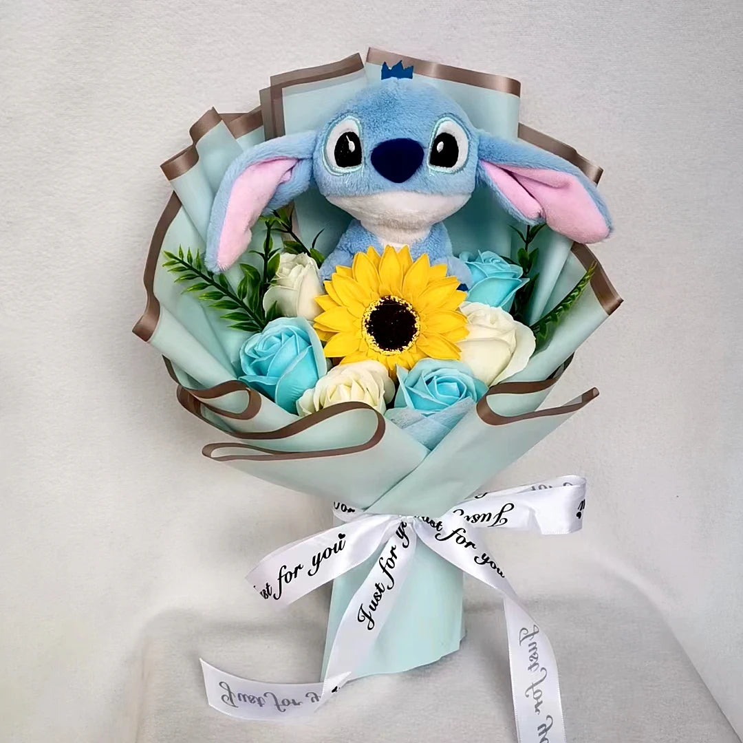 Lilo & Stitch Plush Bouquet – Sunflower & Rose Arrangement