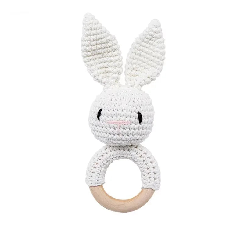 Baby Crochet Bunny Rattles White Bunny
