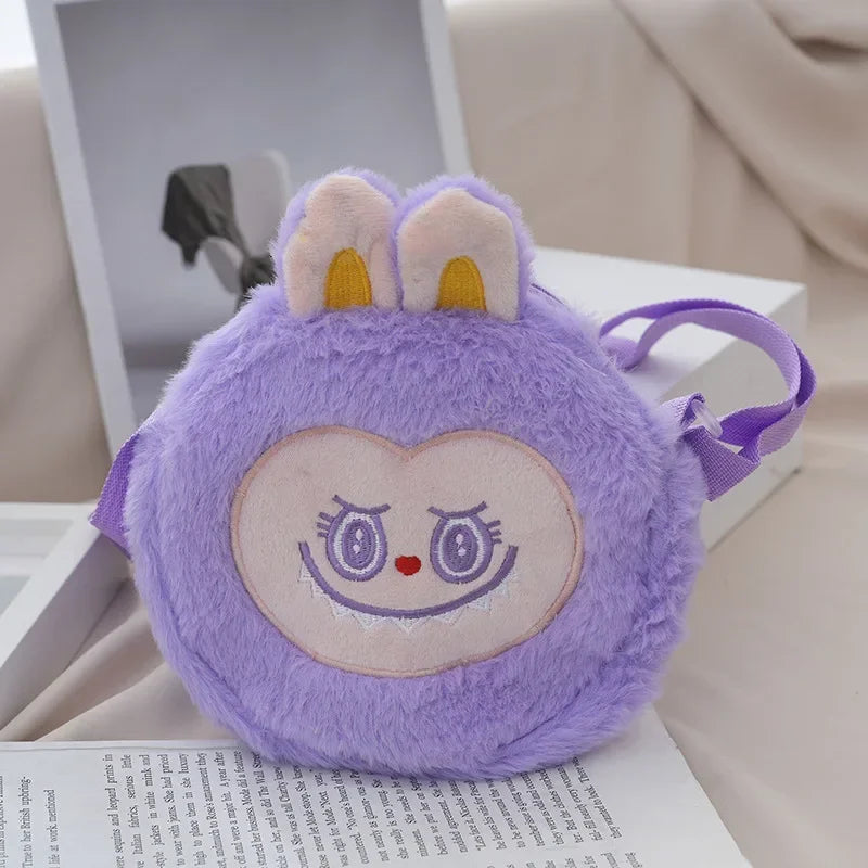 Labubu Furry Plush Shoulder Bag – Cute Kawaii Crossbody Cartoon Bag 03 Multicolor