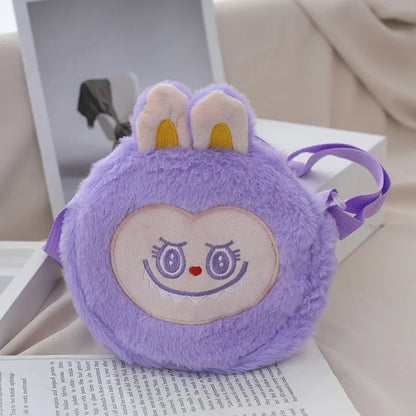 Labubu Furry Plush Shoulder Bag – Cute Kawaii Crossbody Cartoon Bag 03 Multicolor