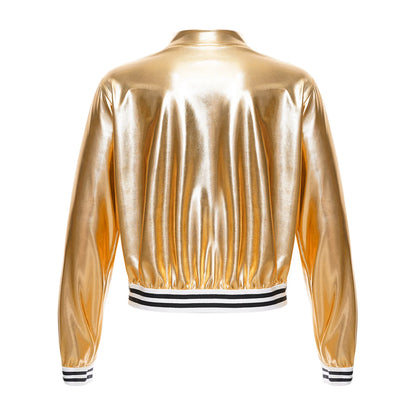 Girls Metallic Long Sleeve Zipper Jacket (Age 6-16 YRS)