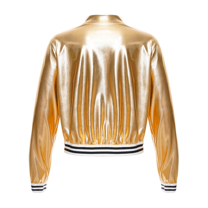Girls Metallic Long Sleeve Zipper Jacket (Age 6-16 YRS)