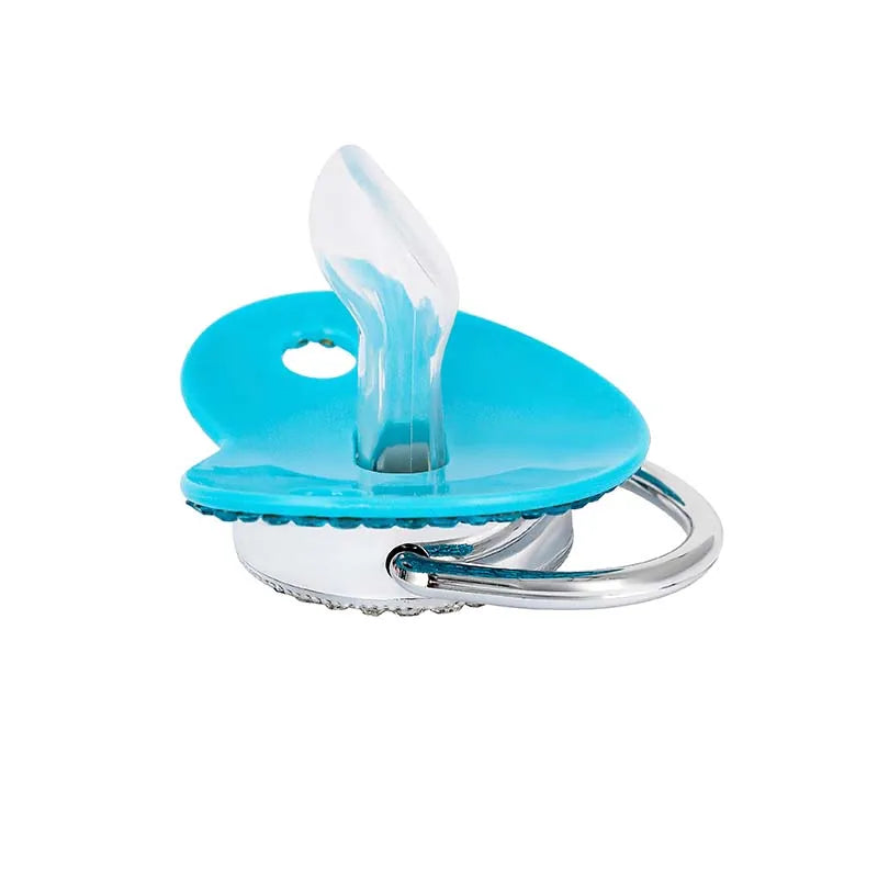 Baby Blue Zircon Rhinestone Luxury Pacifier Dummy Clip
