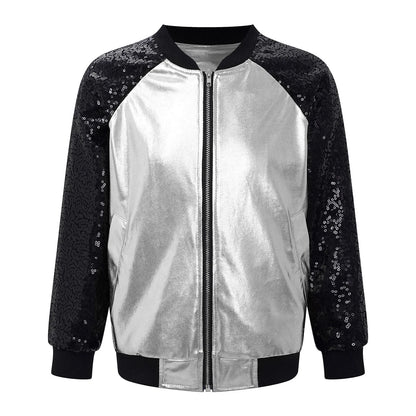 Girls Metallic Long Sleeve Zipper Jacket (Age 6-16 YRS)
