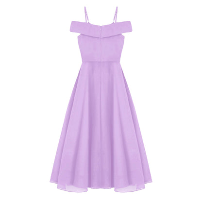 Girls Chiffon Off-the-Shoulder Adjustable A-Line Dress (Age 4-16 YRS)