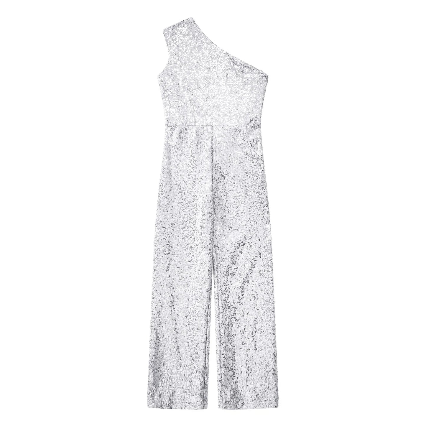 Girls Sequin One Shoulder Jumpsuit (Age 6-16YRS)