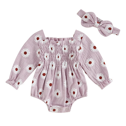 Baby Girls Daisy Romper (Age Newborn - 18M) Purple