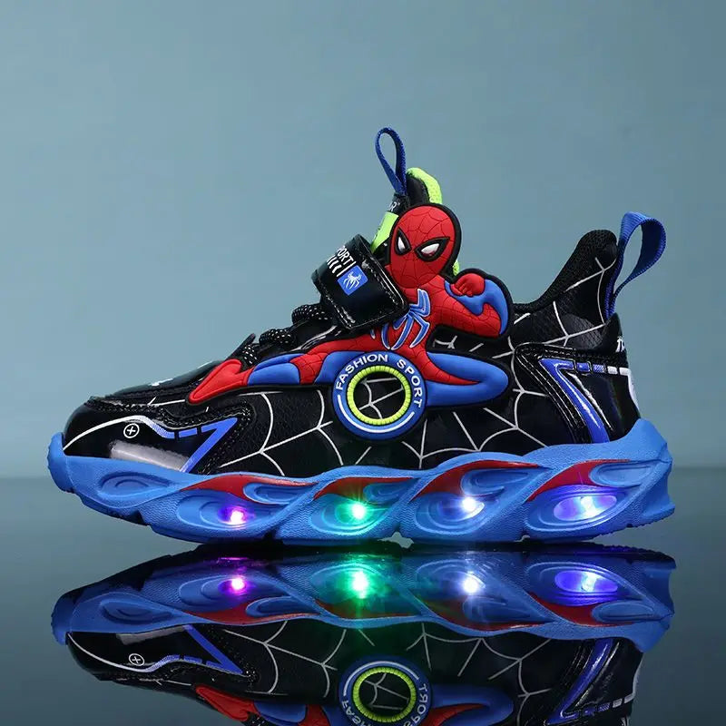 Spiderman Boys LED Light-Up Sneakers – Cartoon Sports Shoes