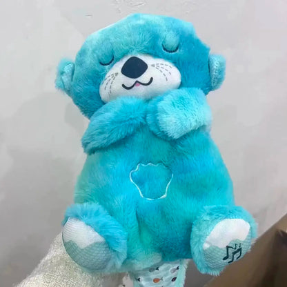Baby Plush Breathing Bear Soothing Sleep Playmate Otter Toy Silver