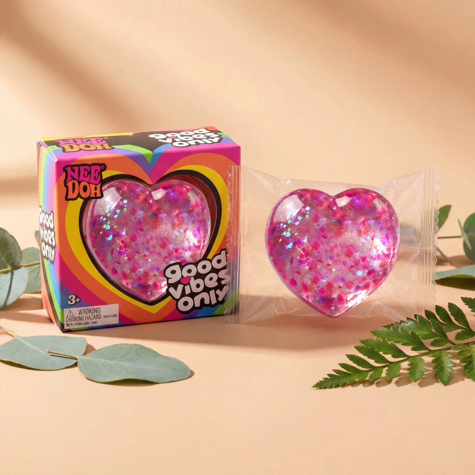 NeeDoh Good Vibes Only Heart – Super Solid Squish Sensory Stress Relief Toy