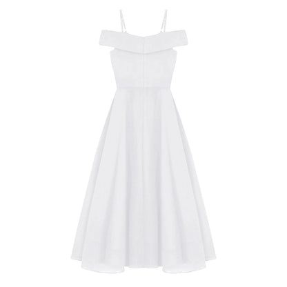 Girls Chiffon Off-the-Shoulder Adjustable A-Line Dress (Age 4-16 YRS)