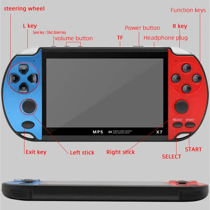 Gaminja X7 Handheld Game Console – 4.3" IPS Screen | Built-In 10,000 Retro Games | GBA, GBC, NES Compatible