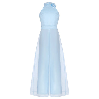Girls Halter Neck Sleeveless Wide Leg Jumpsuit (6-14 YRS)