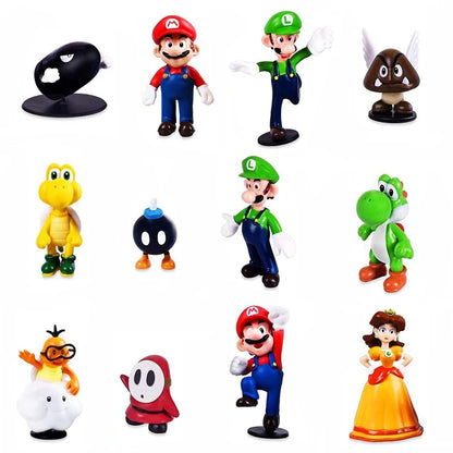 Super Mario Bros Action Figure Set – 6-Piece PVC Model Collection | Luigi, Yoshi, Donkey Kong & More Multi 12pcs No Box