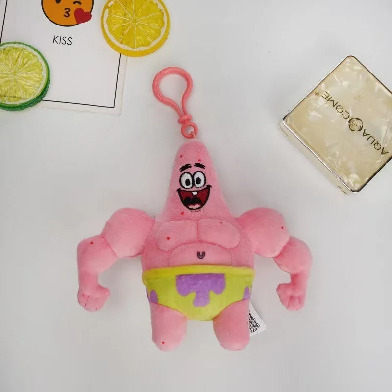 Plush SpongeBob Patrick Star Gary Squidward Tentacles Stuffed Keychain Pendant - 12cm